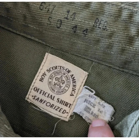 Vintage Boy Scouts of America Green Button Down Shirt Size 14 Sanforized Alabama - Picture 3 of 11